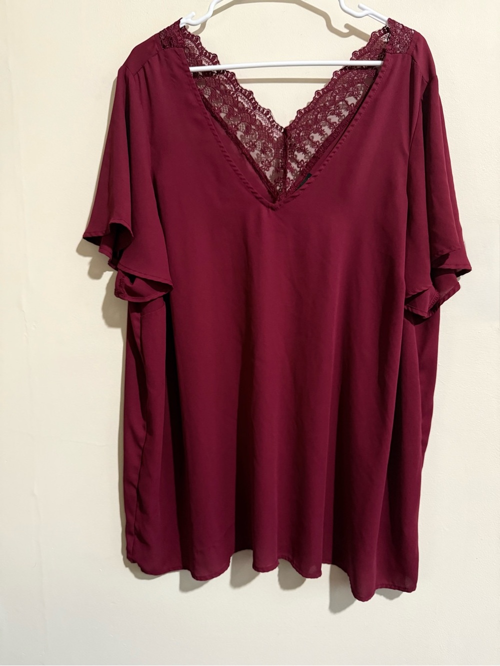 torrid Burgundy Lace-Trim V-Neck Chemise